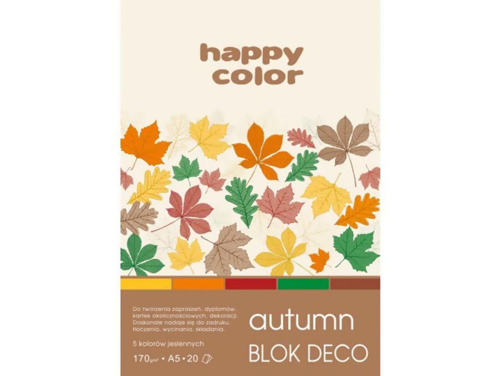 Blok barevných papírů Happy Color Deco Forest A4 170 g, 20 listů v podzimních odstínech