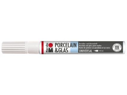 Marabu Porcelain Painter fix na porcelán a sklo, hrot 0,8 mm, barva bílá