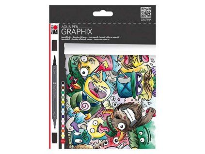 527 3 akvarelove popisovace marabu graphix aqua pen sada 12 ks