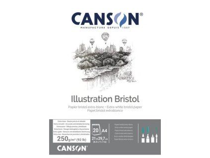 Grafický papír Canson BRISTOL blok A4, 250 g, 20 listů