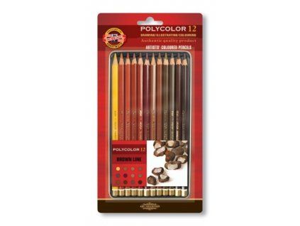 8648 1 pastelky koh i noor 3822 12 odstinu polycolor brown line