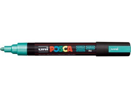 Akrylový popisovač Uni Posca 5M, stopa 1,8 až 2,5 mm, zelená metalická barva