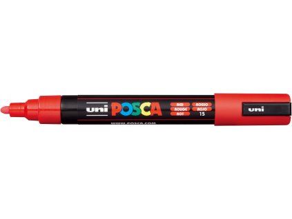 Akrylový popisovač Uni Posca PC-5M 1,8 až 2,5 mm, červená barva, krycí pigmenty