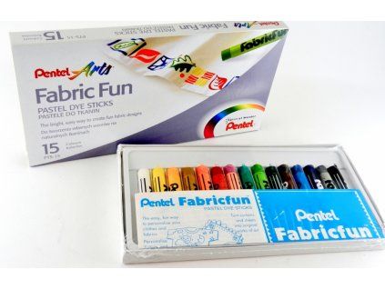 Voskovky na textil Pentel, sada 15 barev pro malování na všechny druhy textilu