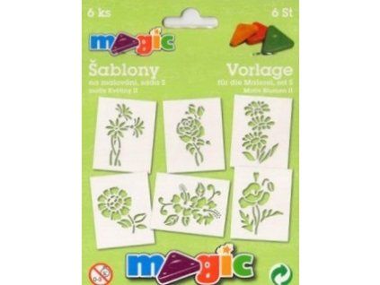 Magic papírové šablony sada S, 6 motivů Květiny II. pro dekorování povrchů