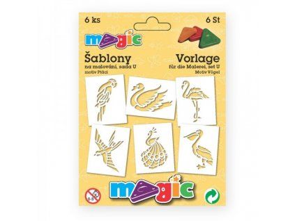 Magic papírové šablony sada 6 ks, motiv ptáků pro dekorování a kreativní tvoření