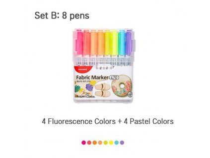 Sada 8 fixů Monami Fabric Marker Brush SET B pro malování na světlý textil