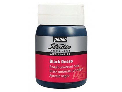 Pébéo Studio Gesso černý akrylový šeps 500 ml, silně krycí matný podkladový nátěr