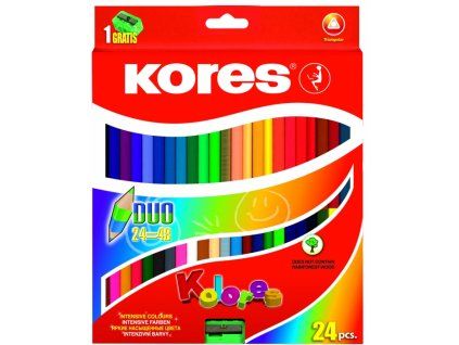 Kores DUO trojhranné oboustranné pastelky, sada 24 ks = 48 barev
