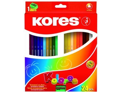 Trojhranné pastelky Kores Mandala, sada 24 barev z lipového dřeva, intenzivní pigmenty