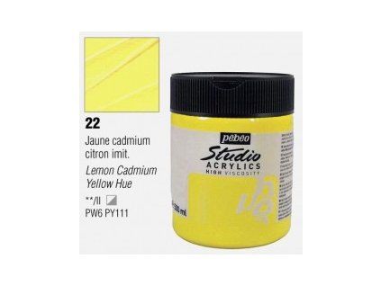 Akrylová barva Pébéo Studio Acrylic 500 ml, odstín žlutá kadmium citrónové 22