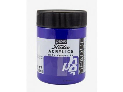 Pébéo Studio Acrylic 500 ml akrylová barva fialová tmavě kobalt 47, hustá viskózní konzistence