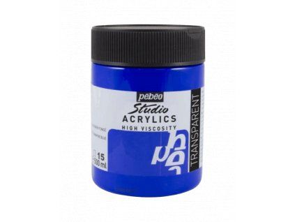 Akrylová barva Pébéo Studio Acrylic 500 ml, odstín modrá ultramarín tmavý 15