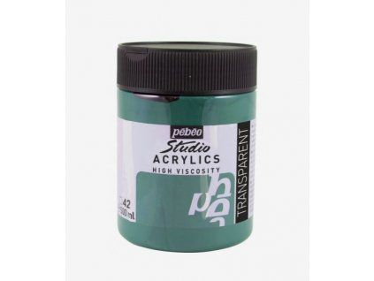 Pébéo Studio Acrylic 500 ml akrylová barva zelená smaragd 42, hustá viskózní barva