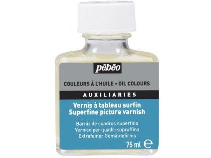 Lesklý závěrečný lak Pébéo 75 ml pro olejové barvy, vysoce transparentní, silný lesk