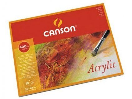 Canson Acrylic 400g blok papíru na akrylové barvy a markery, formát 36 x 48 cm