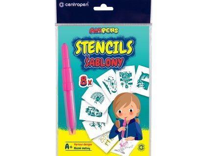 Centropen šablony k foukacím fixům set A+ 8 ks, papírové šablony s 8 motivy pro zdobení