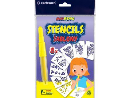 Centropen sada šablon k foukacím fixům set F+ květiny, 8 motivů v balení