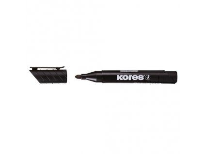Permanentní popisovač Kores s kulatým hrotem 3 mm, černá barva, jednotlivě