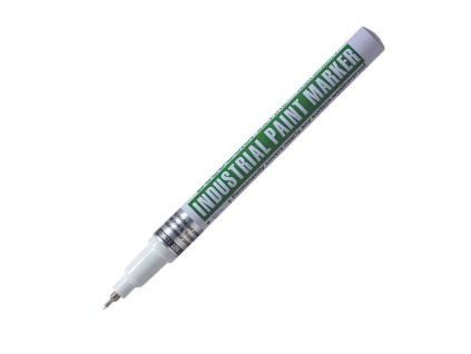 Lakový popisovač Marvy DecoColor Industrial M114, bílý, hrot 1 mm, kovové tělo