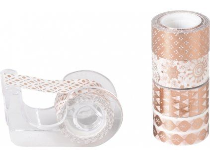 Heyda Deko Vánoce MINI dekorační páska 12 mm x 3 m, měděná lesklá, 5 motivů