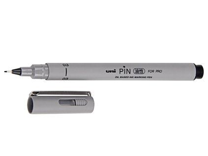 Permanentní popisovač Uni Pin 0,3 mm na olejové bázi, černý inkoust, voděodolný