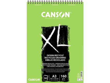 Canson XL Recycled skicák A3, kroužková vazba, 160 g, 50 listů z recyklovaného papíru