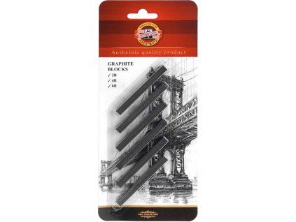 Sada 6 grafitových bloků Koh-i-Noor 4390, tvrdosti 2B, 4B a 6B, rozměr 7 x 7 x 70 mm