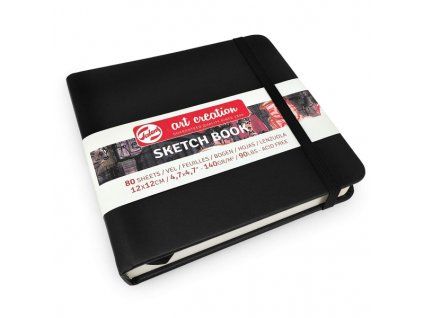 Talens Art Creation Sketch Book, skicák v černé tvrdé vazbě 12x12 cm, 80 listů 140 g