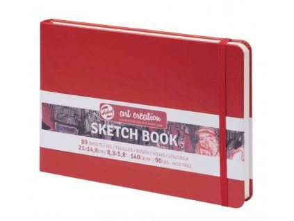 Talens Art Creation Sketch Book, skicák A5 v červené tvrdé vazbě, 80 listů 140 g/m2