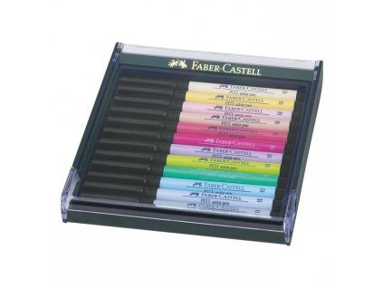 Faber-Castell Pitt Artist Pen B Pastel, sada 12 ks, štětcový hrot, pastelové barvy