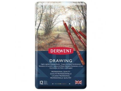 Derwent Drawing sada 12 uměleckých pastelek v přírodních odstínech, plechová etue