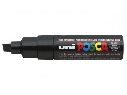 Uni Posca 8K akrylový popisovač 8 mm, odstín černá, kryvá barva na vodní bázi