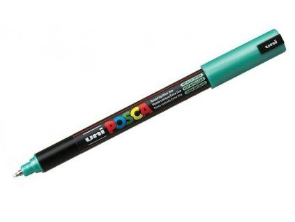 Akrylový popisovač Uni Posca 1MR 0,7 mm, trubičkový hrot, metalický zelený