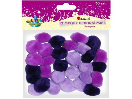 Bambulky pompom Titanum 25 mm, fialový mix 30 ks, dekorativní komponenty pro kreativní tvoření