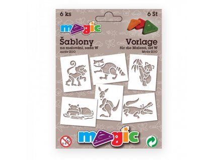 Magic papírové šablony sada W ZOO, 6 motivů se zvířátky pro kreativní tvoření