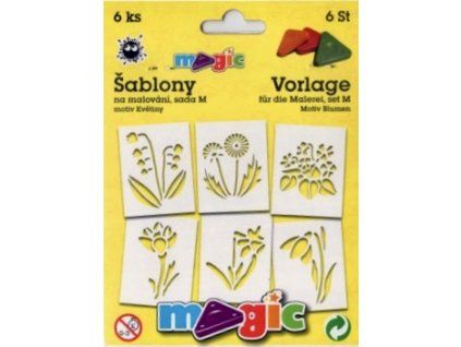 Magic papírové šablony sada M, motiv Květiny, 6 šablon pro kreativní dekorování