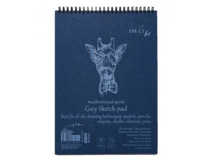 Šedý skicák SM.LT Grey A5, gramáž 180 g/m2, blok 20 listů pro suchou kresbu