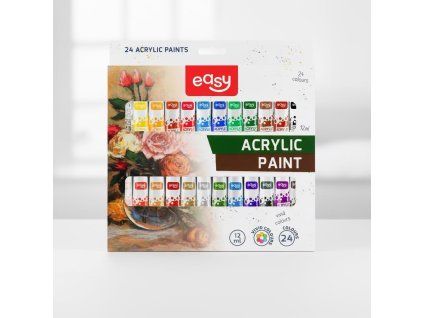 Easy sada 24 akrylových barev v hliníkových tubičkách 12 ml, základní odstíny