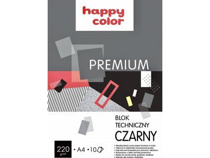 Lepený blok černého papíru Happy Color Premium, formát A4, gramáž 220 g/m2, 10 listů