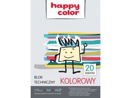 Blok barevných papírů Happy Color technický A4 170 g, sada 20 listů na tvoření