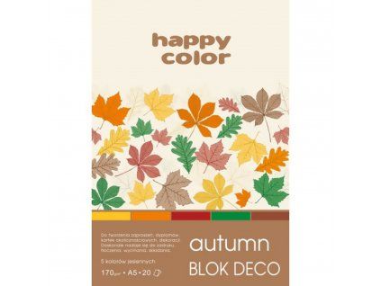 Blok barevných papírů Happy Color Deco Forest A4 170 g, 20 listů v podzimních odstínech