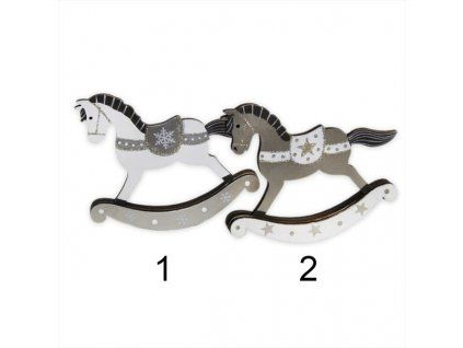 Dřevěná dekorace houpací kůň 11,5 cm z překližky, výška 10 cm, tloušťka 1,4 cm