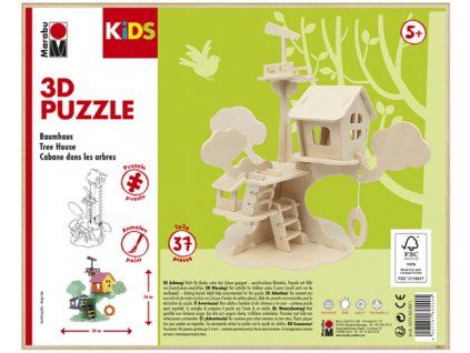 Marabu Mara 3D puzzle dřevěné stromový dům, kreativní skládačka pro děti
