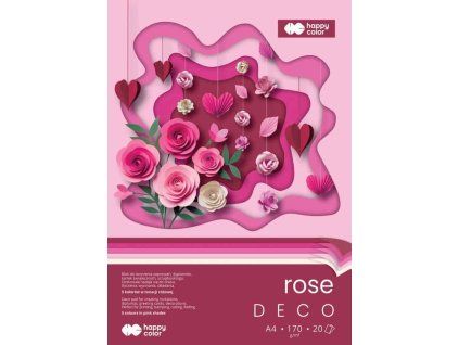 Blok barevných papírů Happy Color Deco Rose A4 170 g, 20 listů v růžových odstínech