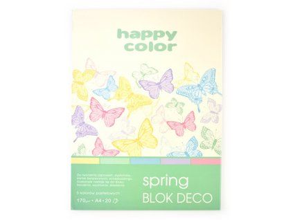 Blok barevných papírů Happy Color Deco Spring A4 170 g, 20 listů v jarních odstínech