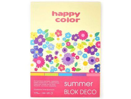 Blok Happy Color Deco Summer, 20 listů A4 170 g/m2, letní barevné motivy