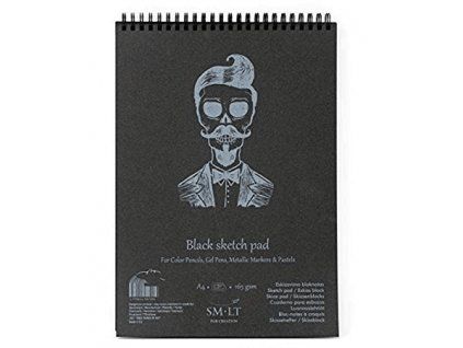 Skicovací blok SM.LT Authentic černý A4, 165 g/m2, 30 listů na kroužkové vazbě
