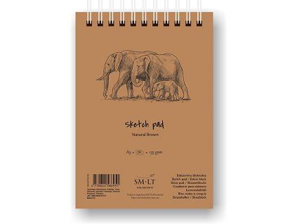 Skicák SM.LT Natural Brown A5, 135 g, 80 listů, 100 % recyklovaný hnědý papír