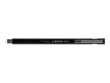 Tombow MONO Zero guma v tužce, kovové tělo v matné černé, plochý hrot 2,5x5 mm